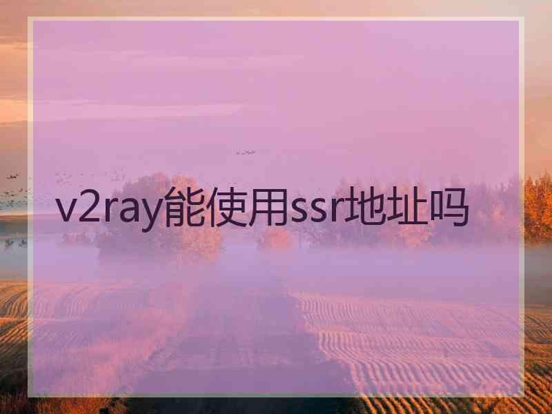 v2ray能使用ssr地址吗