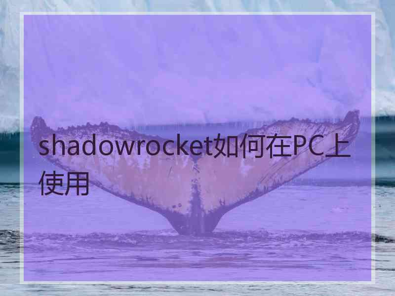 shadowrocket如何在PC上使用