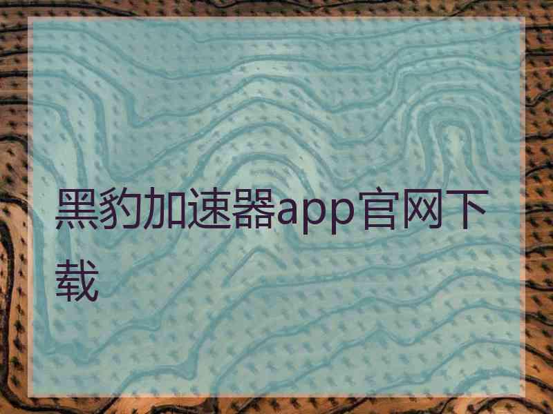 黑豹加速器app官网下载