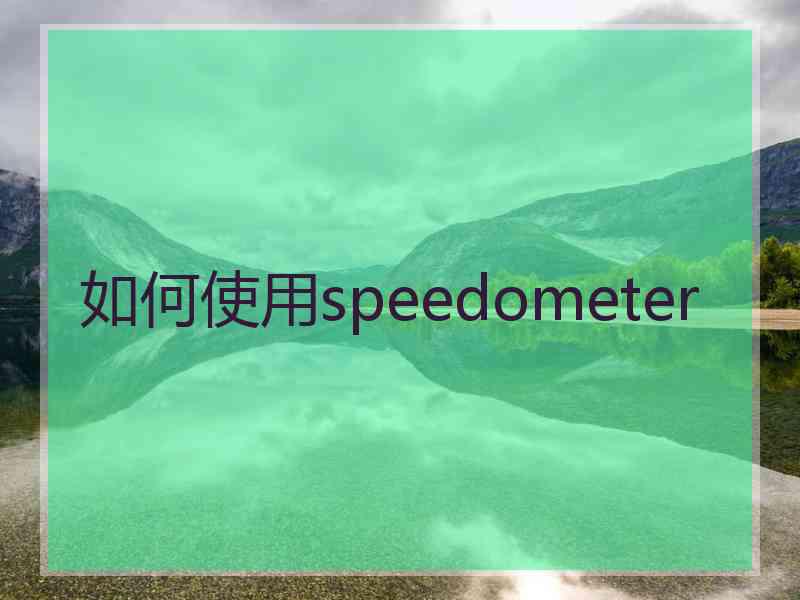 如何使用speedometer